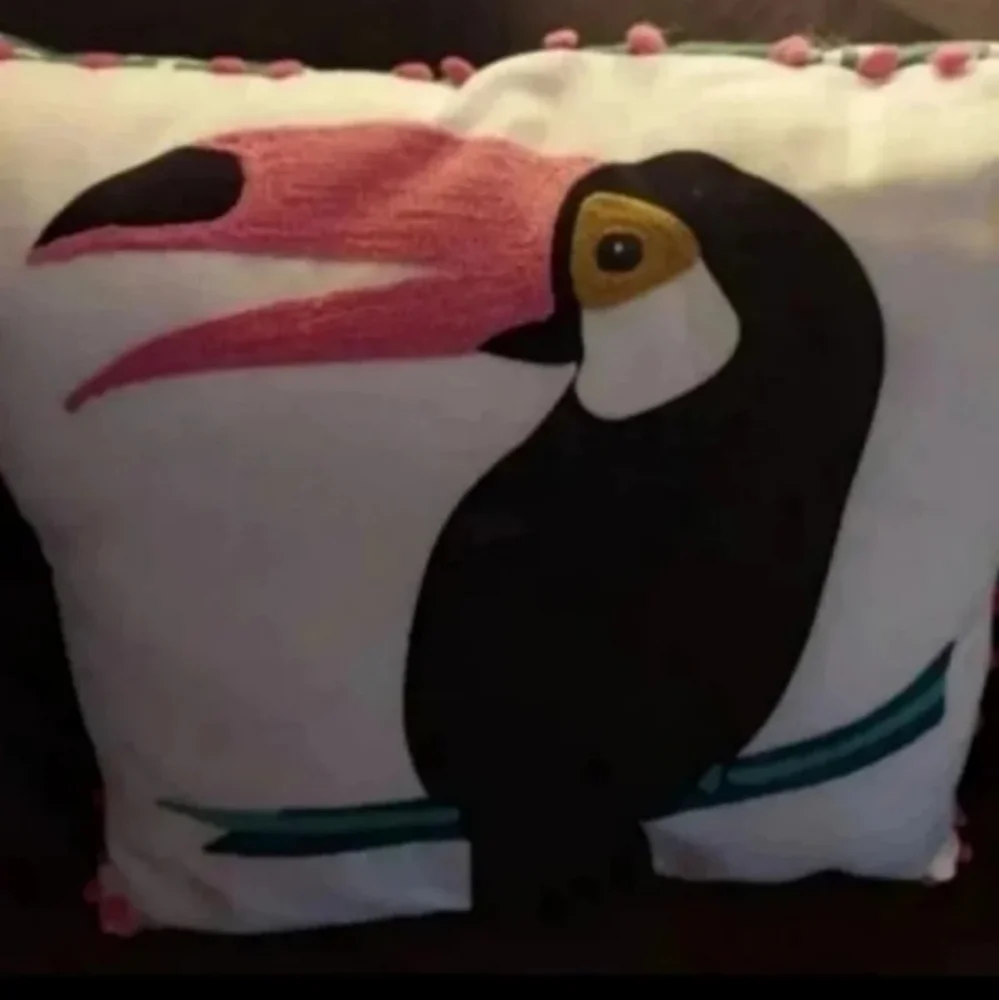 Toucan Coastal Tropical Oversized XL Embroidered Accent Pillow BNWT RETIRED 2021